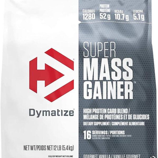 Dymatize Super Mass Gainer Protein Powder, 1280 Calories & 52G Protein, 10.7G Bcaas, Mixes Easily, Tastes Delicious, Gourmet Vanilla 12 Lbs - Free & Fast Delivery