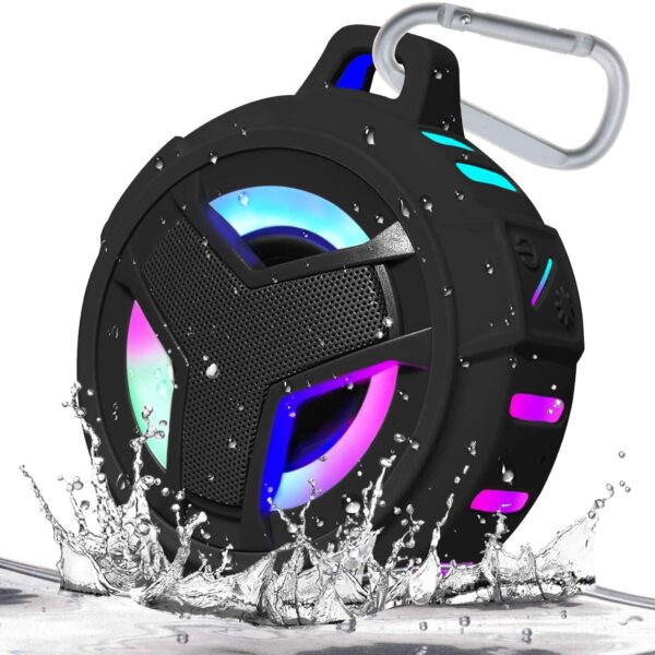 "Ultimate Waterproof Bluetooth Shower Speaker with LED Light - Portable, Floating, and True Wireless Stereo for Kayak, Beach, and Unisex Gifts - Black"