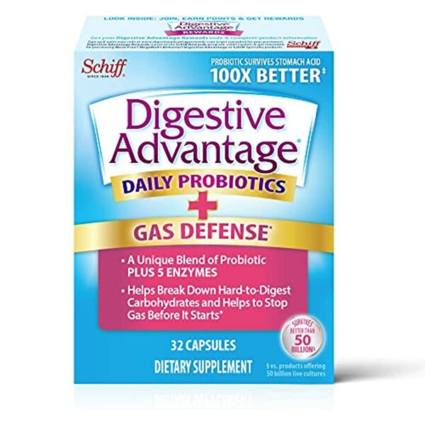 Fast Acting Enzymes Plus Daily Probiotic Capsules, Digestive Advantage (32 Count In A Box) - Helps Support Breakdown Of Hard To Digest Foods & Helps Prevent Gas*, Supports Digestive & Immune Health*