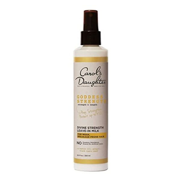 Carol’s Daughter Goddess Strength Leave In Conditioner Spray with Castor Oil for Curly, Wavy, Natural Hair, Moisturizing Heat Protectant, Detangler and Styling Product For Dry, Damaged Hair, 8.5 fl oz