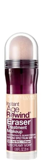 Maybelline Instant Age Rewind Eraser Treatment Makeup with SPF 18, Anti Aging Concealer Infused with Goji Berry and Collagen, Creamy Ivory, 1 Count