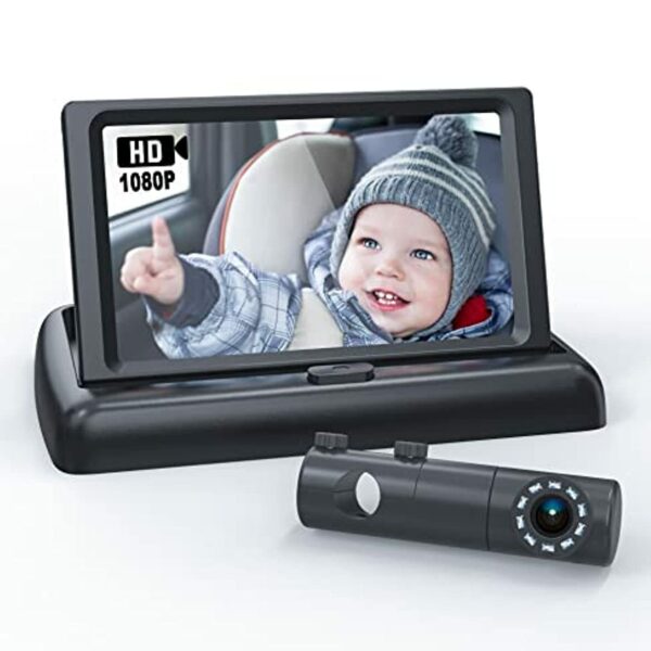 Baby Car Camera, BABYMUST 1080P Baby Car Monitor with Night Vision Function, 4.4”HD Wide View Car Seat Mirror to Observe Baby's Every Movement While Driving, Baby Car Mirror with 360° Fixable Camera