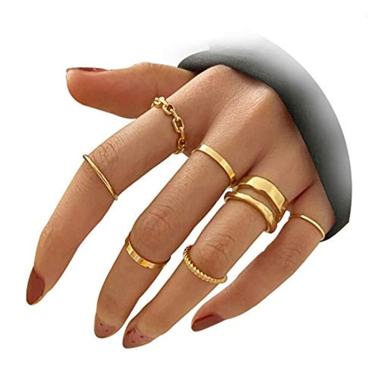 FAXHION Gold Knuckle Rings Set for Women Girls Snake Chain Stacking Ring Vintage BOHO Midi Rings SIze Mixed