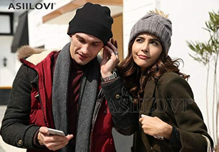 ASIILOVI Bluetooth Beanie, Double Fleece Lined Bluetooth 5.0 Wireless Winter Warm Knit Beanie with MIC HD Speakers, Gift Packaging, Gifts for Men/Women/Teens/Family Christmas Thanksgiving (001-Black)