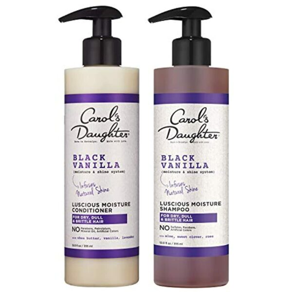 Carol’s Daughter Black Vanilla Curly Hair Sulfate Free Shampoo and Conditioner Set for Dry, Damaged Natural Hair, Moisturizing and Hydrating Hair Care Bundle - Made with Shea Butter, Aloe and Rosemary