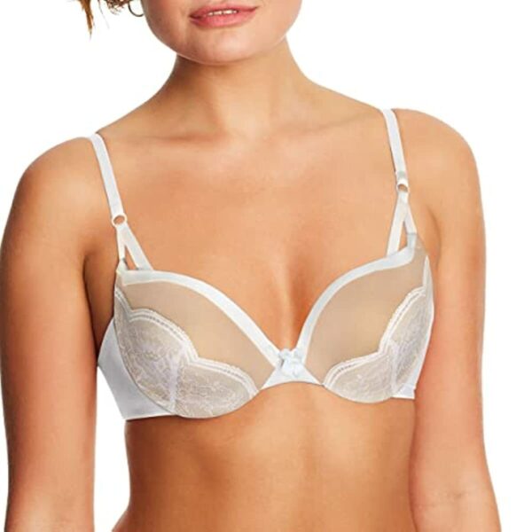 Maidenform Underwire Demi Bra, Best Push-Up Bra with Wonderbra Technology, Smoothing Lace-Trim Bra with Push-Up Cups