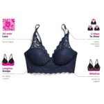 Maidenform Pure Comfort Lace Bralette, Padded Wireless Bra, Convertible Longline Halter Bralette with Soft Foam Cups