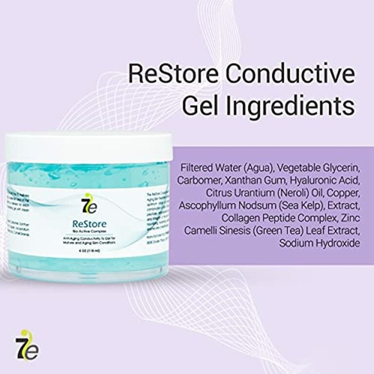 7E Wellness ReStore Conductive Gel with Bio-Active Complex - 4oz - Facial Skin Care Products with Green Tea Extract, Hyaluronic Acid, and Collagen Peptides - Anti Aging and Skin Tightening