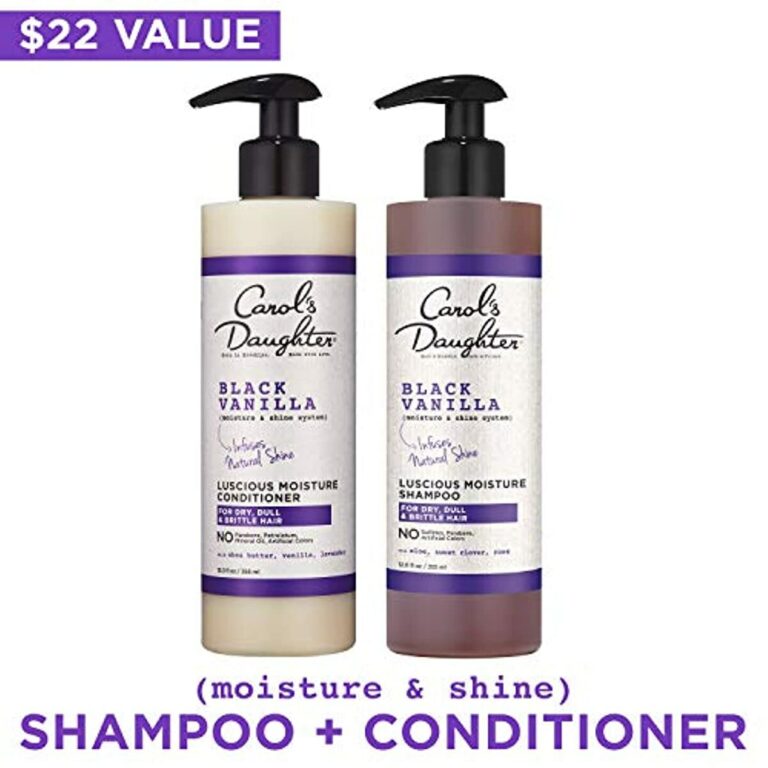 Carol’s Daughter Black Vanilla Curly Hair Sulfate Free Shampoo and Conditioner Set for Dry, Damaged Natural Hair, Moisturizing and Hydrating Hair Care Bundle - Made with Shea Butter, Aloe and Rosemary