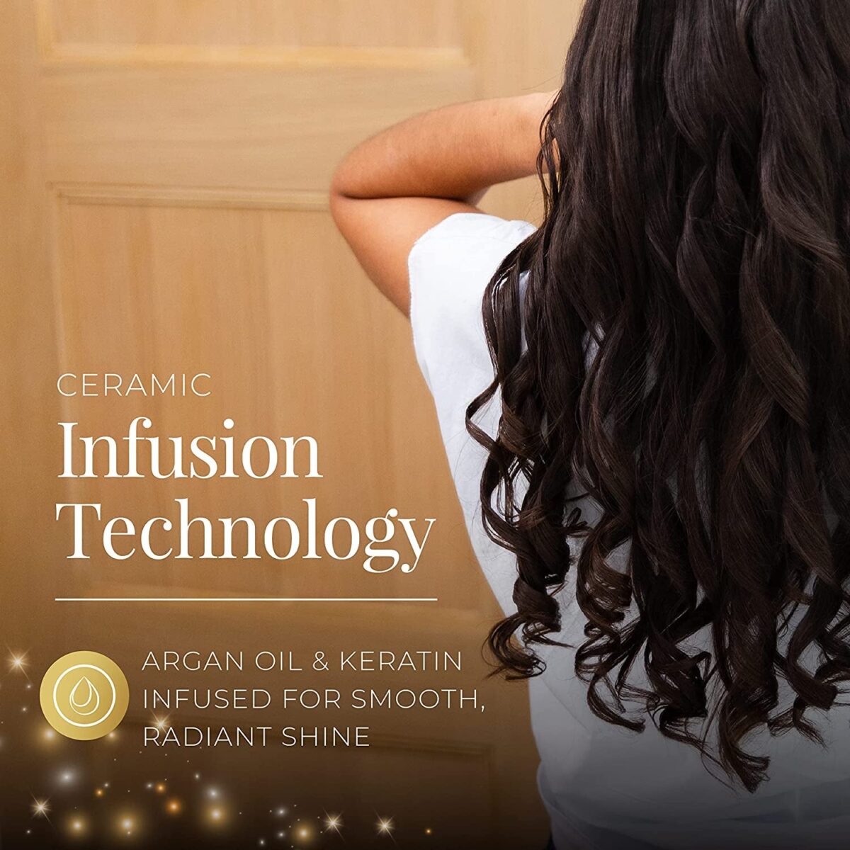 Remington Shine Therapy Argan Oil & Keratin Infused ½-1 Inch Tapered Curling Wand for Natural Curls, Includes Heat Glove