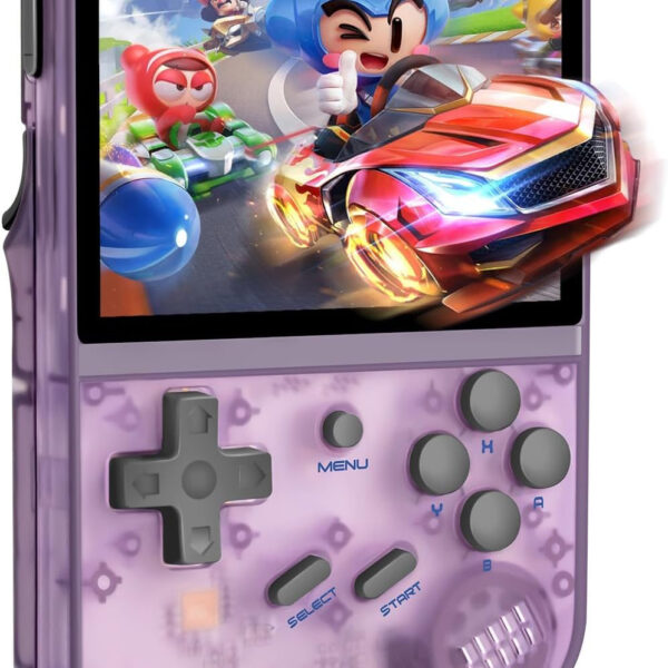 Anbernic RG35XX Handheld Game Console Retro Games Consoles with 3.5 Inch IPS Screen 64G TF Card 5474 Classic Games 2100Mah Battery Support Linux and Garlic Dual Stylem, HDMI and TV Output Purple