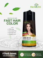 Herbishh Hair Color Shampoo for Gray Coverage - Enriched Formula with Conditioner - Long Lasting & DIY (DARK BROWN)