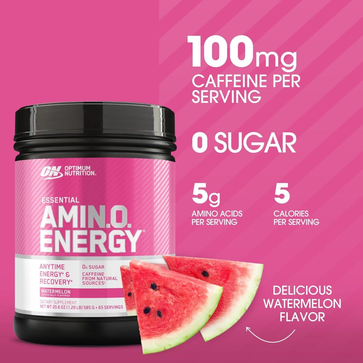 Optimum Nutrition Amino Energy - Pre Workout with Green Tea, BCAA, Amino Acids, Keto Friendly, Green Coffee Extract, Energy Powder - Watermelon, 30 Servings (Packaging May Vary)