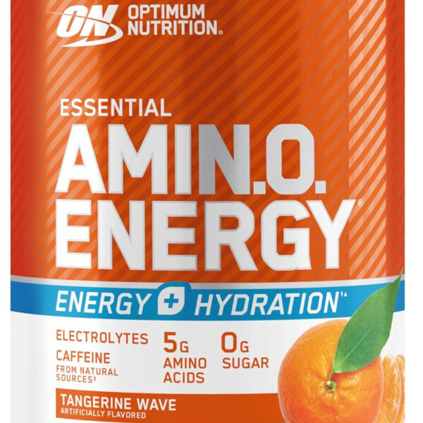 Optimum Nutrition Amino Energy Powder plus Hydration, with BCAA, Electrolytes, and Caffeine, Tangerine Wave, 30 Servings (Packaging May Vary)