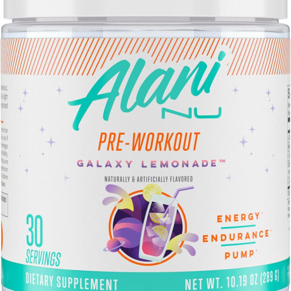 Alani Nu Pre Workout Powdergalaxy Lemonade | Amino Energy Boost | Endurance Supplement | Sugar Free | 200Mg Caffeine | L-Theanine, Beta-Alanine, Citrulline | 30 Servings