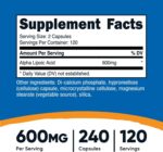 Nutricost Alpha Lipoic Acid 600Mg per Serving, 240 Capsules - Gluten Free, Vegetarian Capsules, Soy Free & Non-Gmo