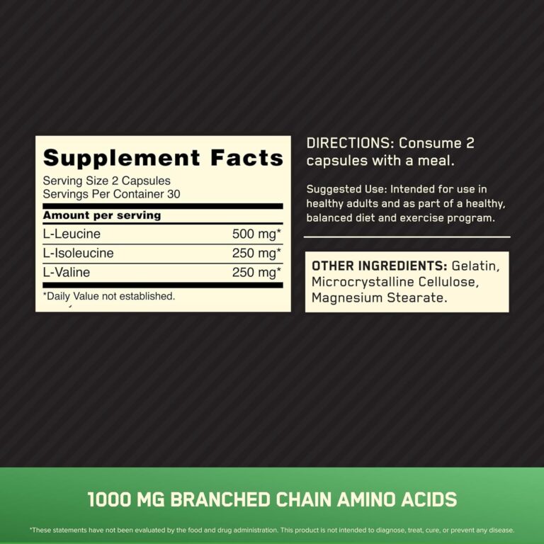 Optimum Nutrition Instantized BCAA Capsules, Keto Friendly Branched Chain Essential Amino Acids, 1000Mg, 60 Count