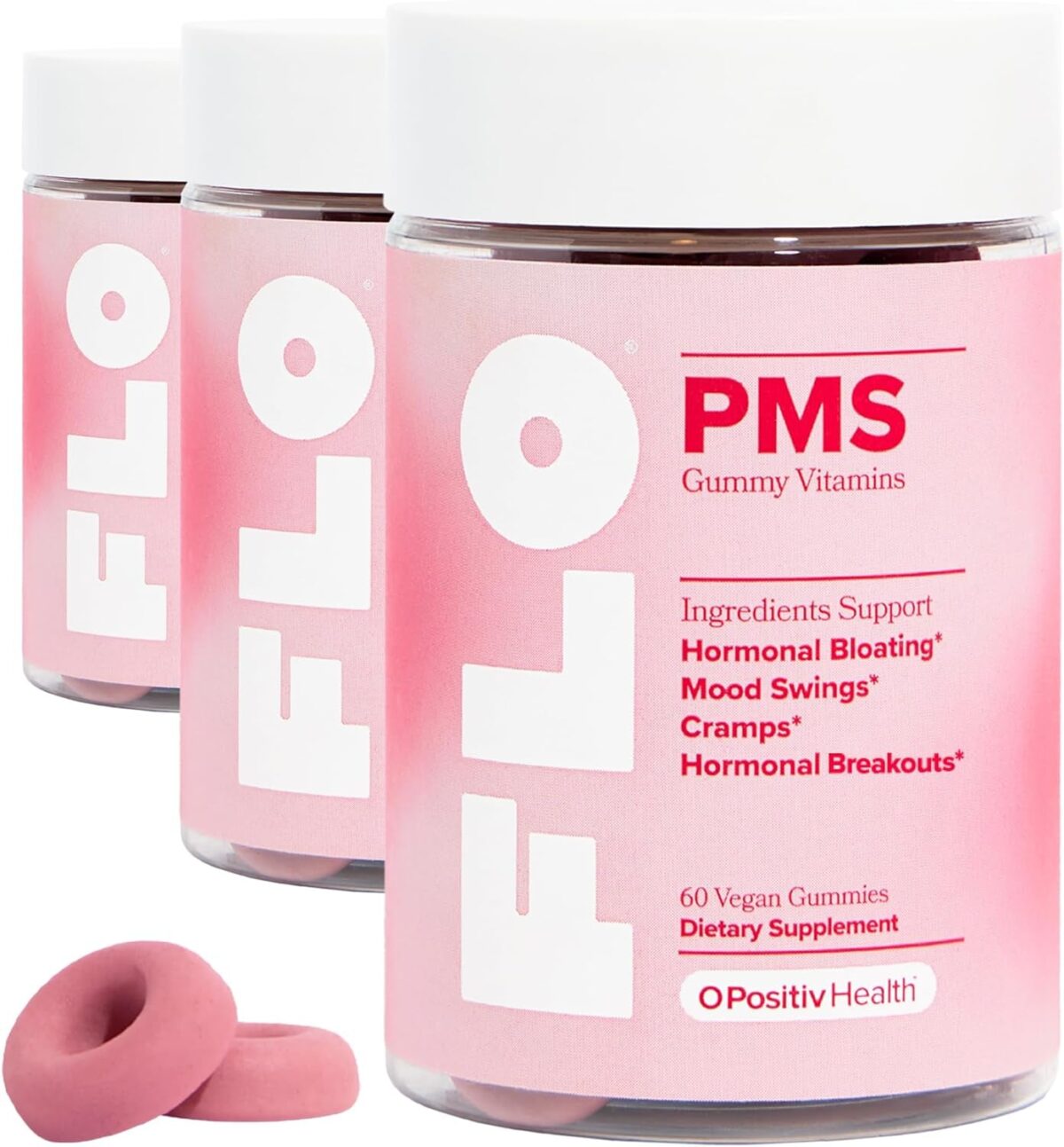 O Positiv FLO PMS Vitamins for Women, 30 Servings (Pack of 1) - Proactive PMS Relief - Targets Hormonal Breakouts, Bloating, Cramps, & Mood Swings with Chasteberry, Vitamin B6, & Lemon Balm