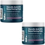 Qrxlabs Glycolic Acid 20% Resurfacing Pads for Face & Body with Vitamins B5, C & E, Green Tea, Calendula, Allantoin - Exfoliates Surface Skin and Reduces Fine Lines and Wrinkles - Peel Pads