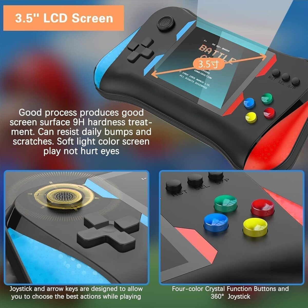 Handheld Game Console, 3.5'' LCD Screen Retro Handheld Video Game Console with Rechargeable Battery, Preloaded 500 Classic Retro Video Gamessupport 2 Players and TV Connection-1