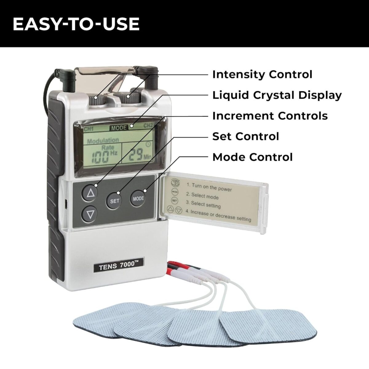 TENS 7000 Digital TENS Unit with Accessories - TENS Unit Muscle Stimulator for Back Pain Relief, Shoulder Pain Relief, Neck Pain, Sciatica Pain Relief, Nerve Pain Relief, Hip Pain Relief