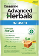 From the Makers of Dramamine, Advanced Herbals, Ginger Chews, Nausea Relief Soft Chews Lemon-Honey-Ginger, 20 Count