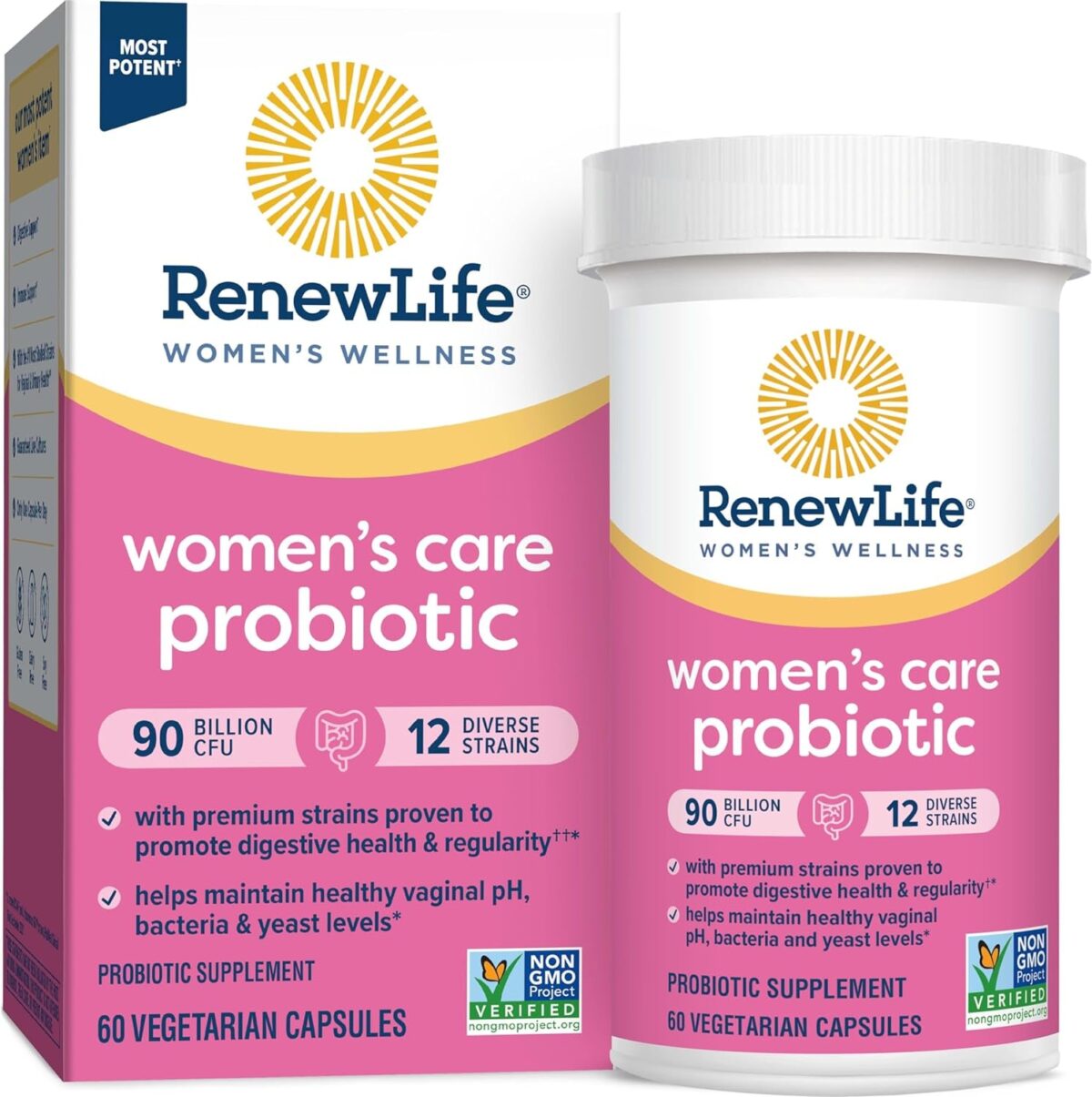 Renew Life Women'S Probiotic Capsules, 50 Billion CFU Guaranteed, Supports Ph Balance, Vaginal, Urinary, Digestive and Immune Health(2), L. Rhamnosus GG, Dairy, Soy and Gluten-Free, 30 Count