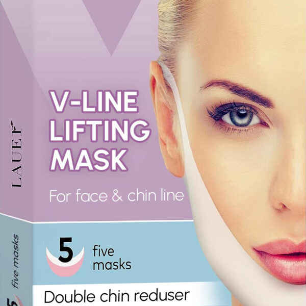 V Shaped Contouring Face Mask Line Shaping Lifting Belt Neck Reduction Jawline Lift Tape Enhancer Face Patch Firming Tightening Skin Chin up Sculpting Collagen Mask Hyaluronic Acid Aloe Vera 5 Pcs