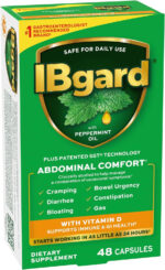 Ibgard with Vitamin D Daily Gut Health Support Supplement to Help Manage a Combination of Occasional Symptoms: Cramping, Bowel Urgency, Diarrhea, Constipation, Bloating, and Gas†, 48 Capsules