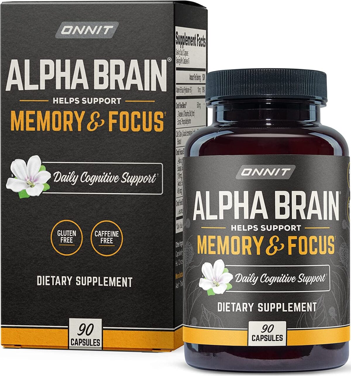 ONNIT Alpha Brain Nootropic Brain Supplement for Men & Women | Memory, Mental Clarity & Cognitive Improvement | Focus Capsules with L-Theanine, Vitamin B6 & Phosphatidylserine (90 Count)