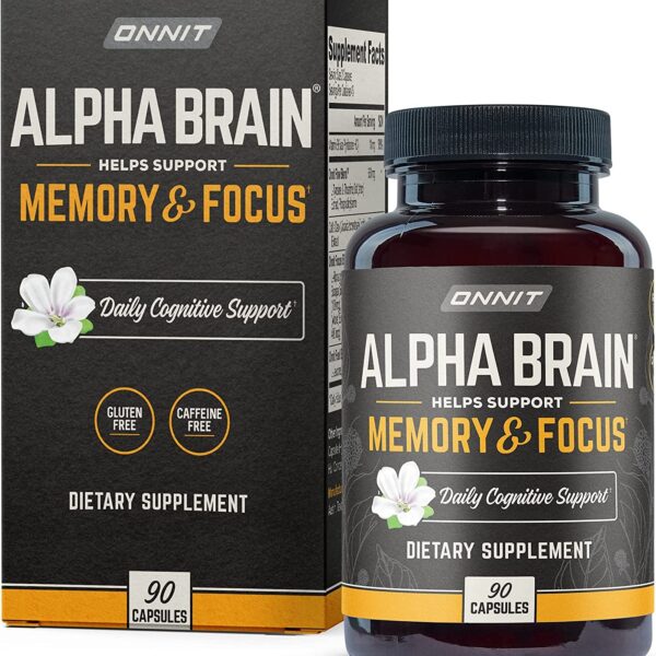 ONNIT Alpha Brain Nootropic Brain Supplement for Men & Women | Memory, Mental Clarity & Cognitive Improvement | Focus Capsules with L-Theanine, Vitamin B6 & Phosphatidylserine (90 Count)