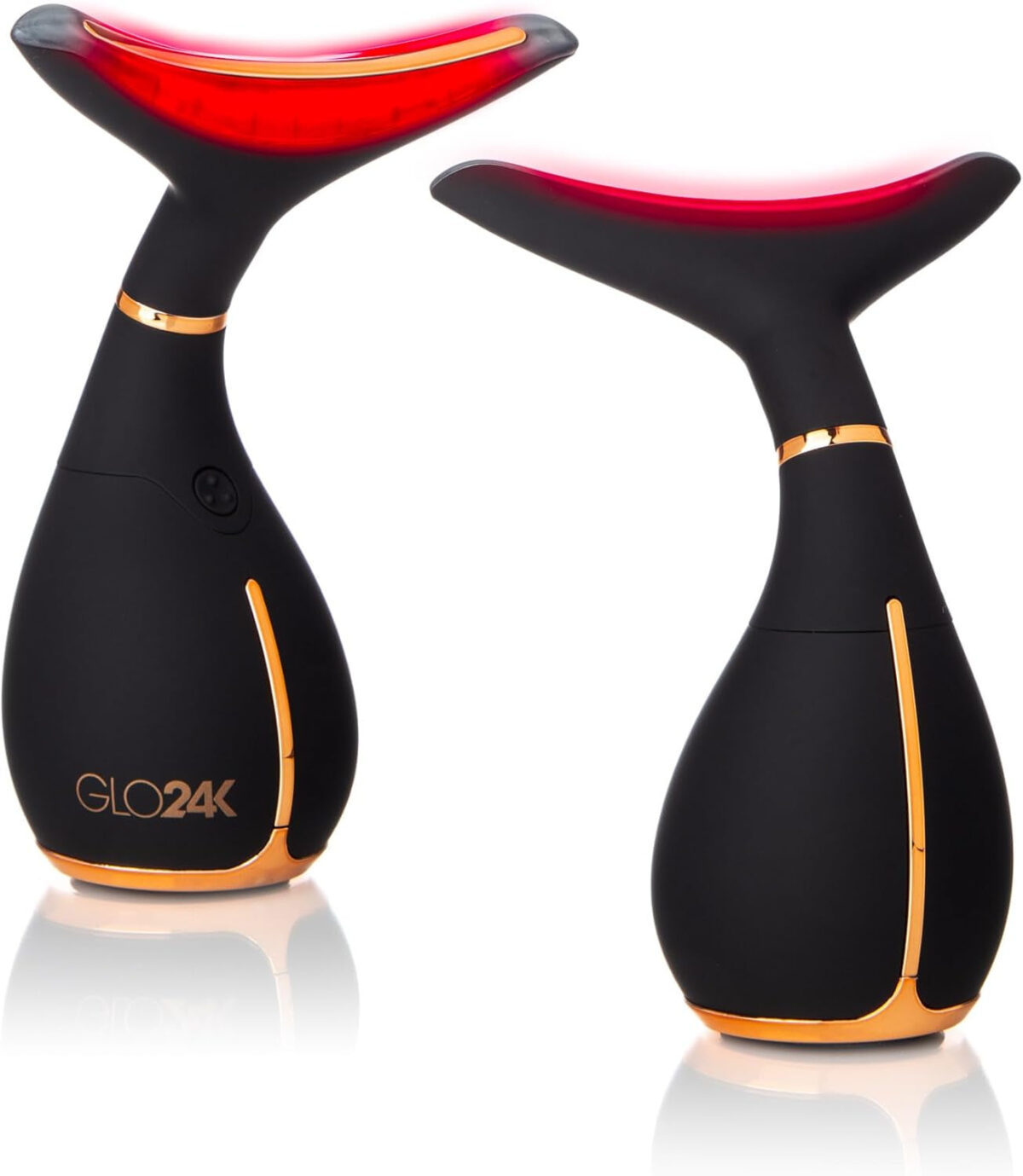 GLO24K Red Light Beauty Device for Face and Neck. Based on Triple Action L E D, Thermal, and Vibration Technologies.