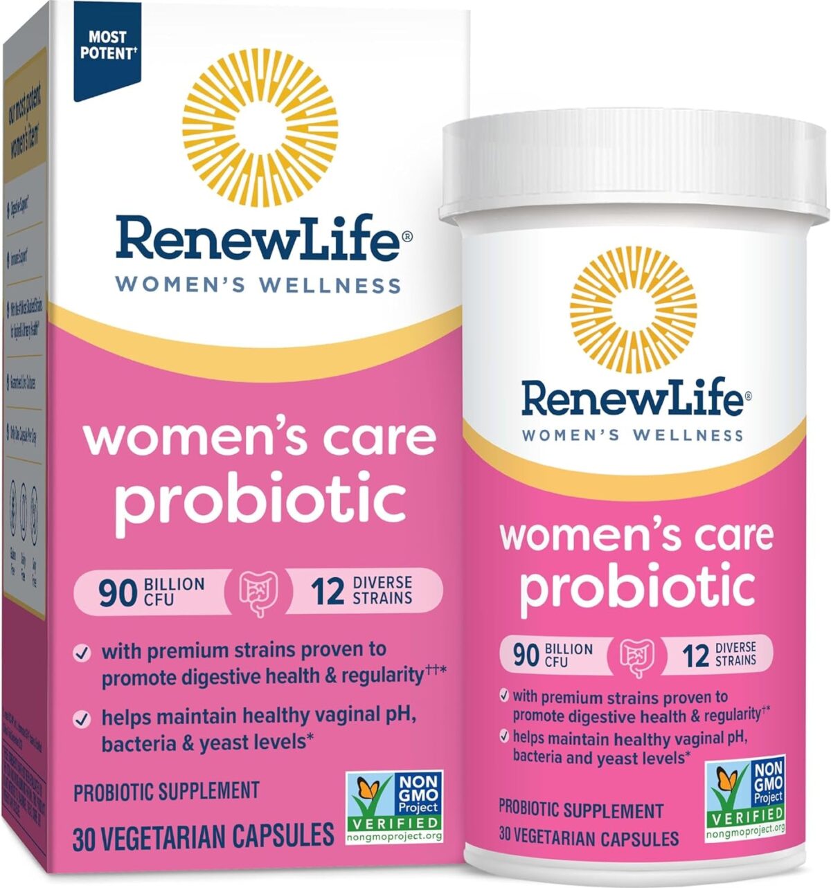 Renew Life Women'S Probiotic Capsules, 50 Billion CFU Guaranteed, Supports Ph Balance, Vaginal, Urinary, Digestive and Immune Health(2), L. Rhamnosus GG, Dairy, Soy and Gluten-Free, 30 Count