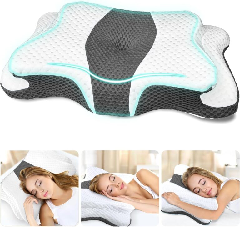 5X Pain Relief Cervical Pillow for Neck and Shoulder Support,Ear Piercing Pillow Design Cervical Memory Foam Pillows, Orthopedic Ergonomic Neck Pillow,Contour Bed Pillow for Side,Back,Stomach Sleeper…