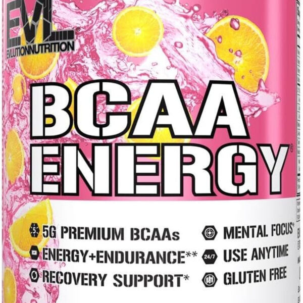 EVL Bcaas Amino Acids Powder - BCAA Energy Pre Workout Powder for Muscle Recovery Lean Growth and Endurance - Rehydrating Post Workout Recovery Drink with Natural Caffeine - Pink Lemonade