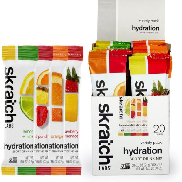 Skratch Labs Hydration Packets - Hydration Drink Mix, Variety Pack (20 Single Serving Packets) - Electrolyte Powder Developed for Athletes and Sports Performance, Gluten Free, Vegan, Kosher