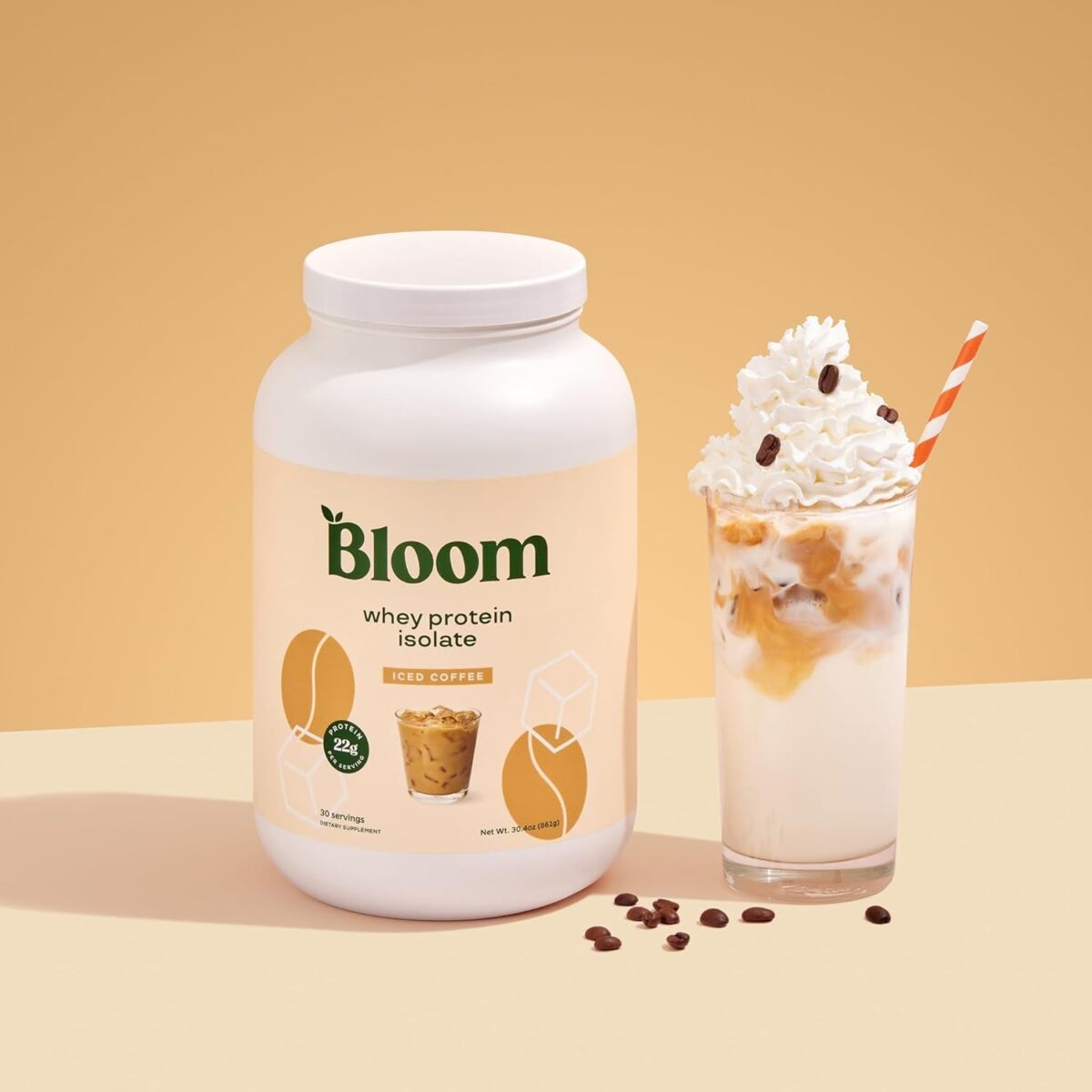 Bloom Nutrition Whey Isolate Protein Powder, Iced Coffee - Pure Iso Post Workout Recovery Drink Blend, Smoothie Mix with Digestive Enzymes for Gut Health - Low Carb, Keto & Zero Sugar Added