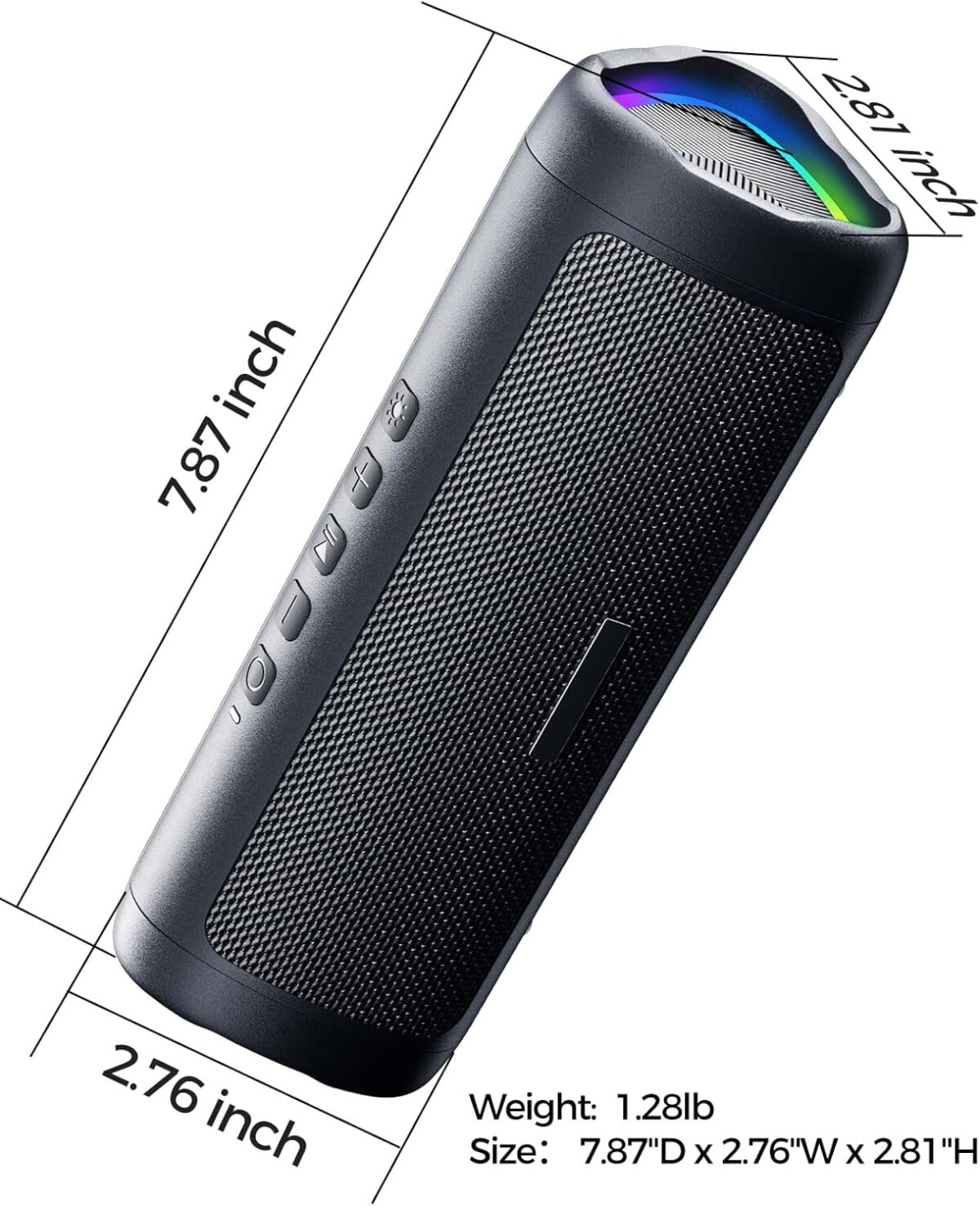 Bluetooth Speaker with HD Sound, Portable Wireless, IPX5 Waterproof, up to 20H Playtime, TWS Pairing, BT5.3, for Home/Party/Outdoor/Beach, Electronic Gadgets, Birthday Gift (Black)