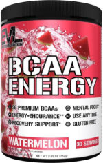 EVL Bcaas Amino Acids Powder - BCAA Energy Pre Workout Powder for Muscle Recovery Lean Growth and Endurance - Rehydrating Post Workout Recovery Drink with Natural Caffeine - Pink Lemonade