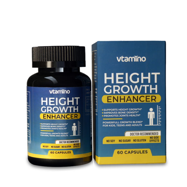 vtamino Natural Height Growth Enhancer - Height Boosting Supplement for Bone Growth - Hormone-Free Formula to Grow Taller (1 Month Supply)