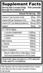 EVL Bcaas Amino Acids Powder - BCAA Energy Pre Workout Powder for Muscle Recovery Lean Growth and Endurance - Rehydrating Post Workout Recovery Drink with Natural Caffeine - Pink Lemonade