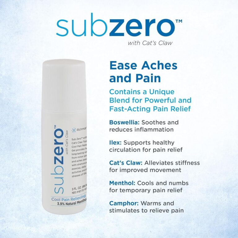 Sub Zero Cooling Pain Relief Gel, 3Oz Roll-On - Joint Relief and Nerve Pain Relief Cream for Muscle Deep Pain Relief, Back Pain Relief Products