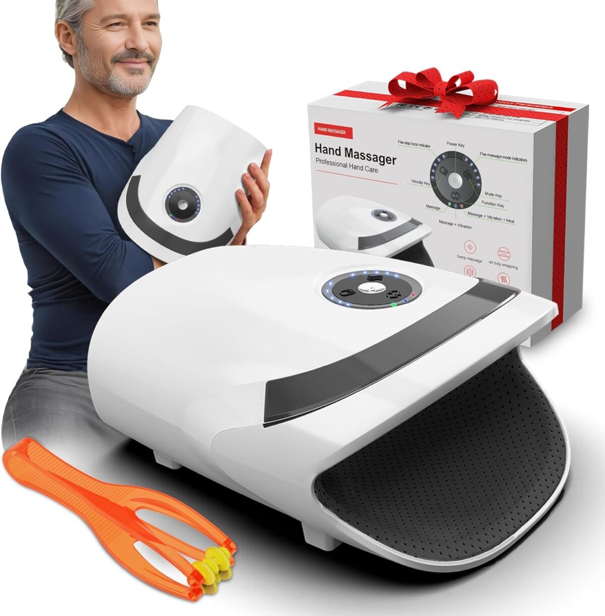 Hand Massager with Heat - White Elephant Gifts for Adults,Gifts for Women Men Mom Dad,Birthday Gifts for Women,Mens Gifts(White)