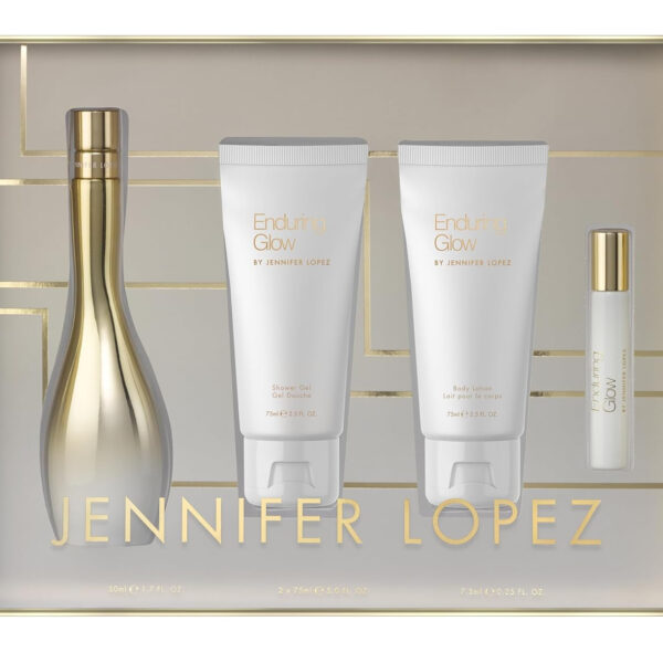 Jennifer Lopez Enduring Glow Gift Set | Eau De Parfum 50Ml (1.7Fl Oz), Shower Gel 75Ml (2.5Fl Oz), Body Lotion 75Ml (2.5Fl Oz), and EDP Rollerball 7.5Ml (0.25Fl Oz)