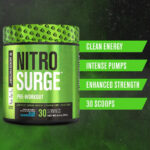 Jacked Factory NITROSURGE Pre Workout Supplement - Endless Energy, Instant Strength Gains, Clear Focus, Intense Pumps - NO Booster & Preworkout Powder with Beta Alanine - 30 Servings, Cherry Limeade