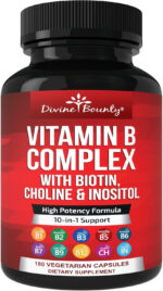 Divine Bounty Super B Complex Vitamins - All B Vitamins Including B12, B1, B2, B3, B5, B6, B7, B9, Folic Acid - Vitamin B Supplement - Support Healthy Energy Metabolism - 90 Vegetarian Capsules