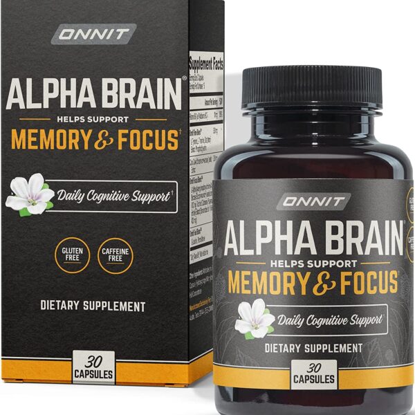 ONNIT Alpha Brain Nootropic Brain Supplement for Men & Women | Memory, Mental Clarity & Cognitive Improvement | Focus Capsules with L-Theanine, Vitamin B6 & Phosphatidylserine (30 Count)