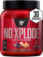 BSN N.O.-XPLODE Pre Workout Powder, Energy Supplement for Men and Women with Creatine and Beta-Alanine, Flavor: Fruit Punch, 30 Servings