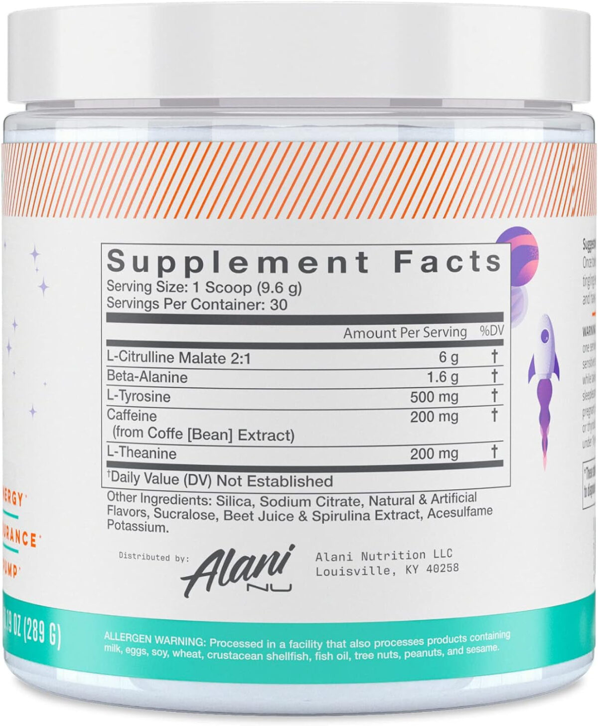 Alani Nu Pre Workout Powdergalaxy Lemonade | Amino Energy Boost | Endurance Supplement | Sugar Free | 200Mg Caffeine | L-Theanine, Beta-Alanine, Citrulline | 30 Servings