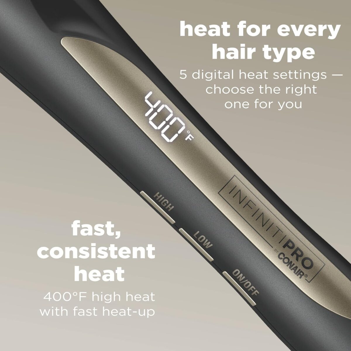 INFINITIPRO by CONAIR Tourmaline Ceramic 1 Inch Curling Wand, Straight Wand Produces Flawless Waves